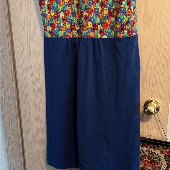 Colorful Cat  Patterned Sleeveless Dress - Picture 8 of 8